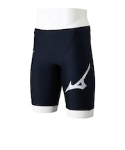 ミズノ(MIZUNO)フィットネス水着 水泳 Stroke ONE 長持ち スイム フィットネス用 ハーフスパッツ 黒×白 S-LLサイズ N2JBD10490