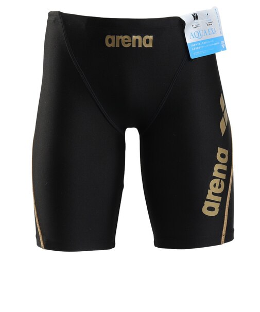 アリーナ（ARENA）水着 メンズ 水泳 フィットネススパッツ ハーフレッグ 黒×ゴールド S-3Lサイズ AS6SWF60M BKGD 大きいサイズ