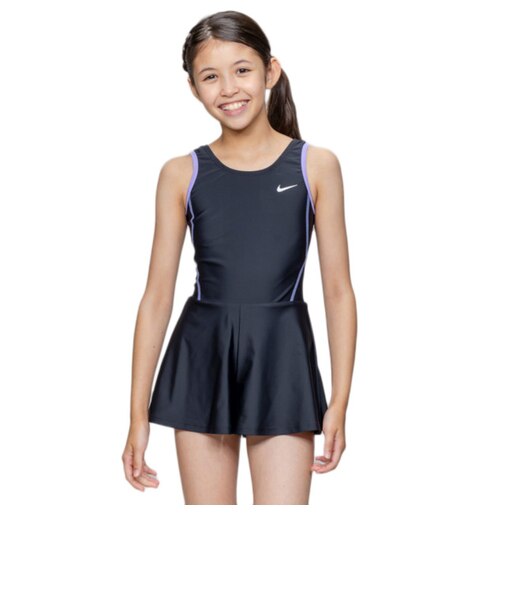 ナイキ(NIKE)スクール水着 ジュニア 女子 水泳 ガールズキュロットワンピース 黒×紫 110-170サイズ 1991125-0024 女子水着 キュロット