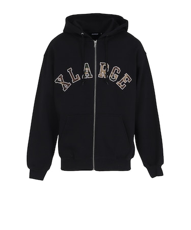 エクストララージ（XLARGE）CAMO PATCH ジップアップ フーディトレーナー 101261012012-BLACK