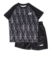 プーマ(PUMA)ジュニア TAD ESS AOP ポリ Tシャツ&ショートパンツ 上下セット 694286 01 BLK