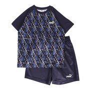 プーマ(PUMA)ジュニア TAD ESS AOP ポリ Tシャツ&ショートパンツ 上下セット 694286 16 NVY