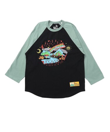 ゴースローキャラバン（GOSLOWCARAVAN）USAコットン gscWORLD 8分袖 ベースボール Tシャツ 361906 GRN