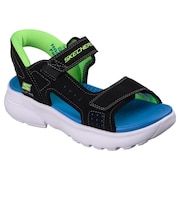 スケッチャーズ(SKECHERS)ジュニアストラップサンダル ボーイズ SLIP-INS レーザースプラッシュ ブラック ライム 407014L-BBLM