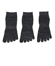 クー（Coo.）靴下 冷感 5本指ソックス 3足組 25-27cm グレー 894CO6GSA0233 M-BLK3 吸汗速乾 接触冷感 ひんやり 快適