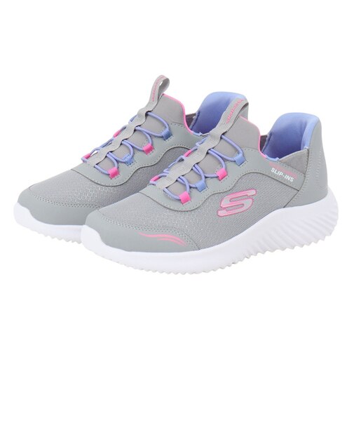 スケッチャーズ(SKECHERS)ジュニアスニーカー ガールズ スリップインズ バウンダー シンプル グレー ブラック 303585L-GRY スポーツシューズ
