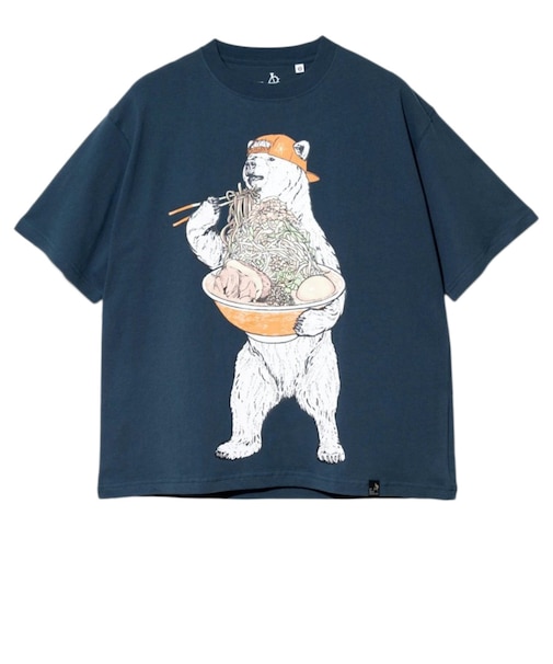 ゴースローキャラバン（GOSLOWCARAVAN）半袖 ラーメンクマ Tシャツ 361917 NAV