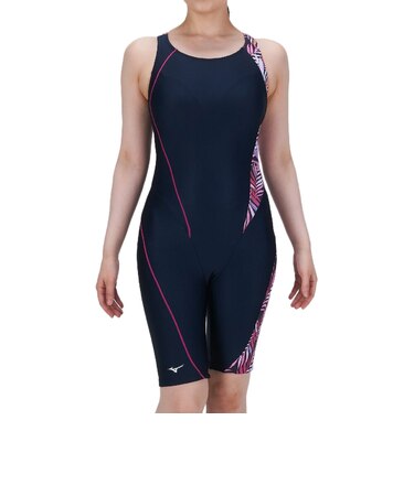 ミズノ（MIZUNO）フィットネス水着 レディース 水泳 オールインワン 紺×ピンク S-3Lサイズ N2JGD31386
