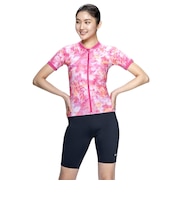ナイキ(NIKE)フィットネス水着 レディース 水泳 FA26シーズン プリント 半袖 セパレーツ ピンク M-LLサイズ 2993175-0003 上下セット