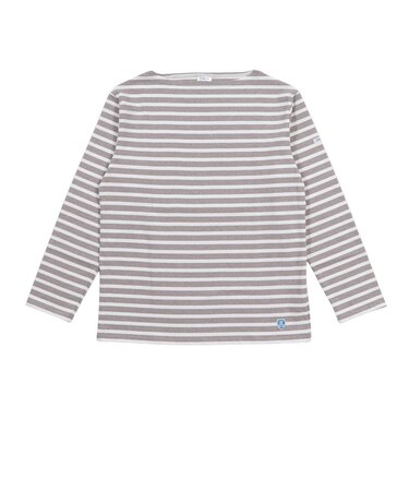 Cotton Lourd Basque ボートネック ボーダー長袖Tシャツ B211 BROWNINGxWHITE