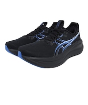 アシックス(ASICS)ランニングシューズ ジョギングシューズ ゲルニンバス 28 ブラック ブルー 1011C127.004 スポーツ シューズ