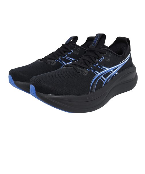 アシックス(ASICS)ランニングシューズ ジョギングシューズ ゲルニンバス 28 ブラック ブルー 1011C127.004 スポーツ シューズ