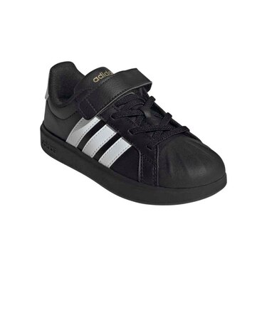 アディダス（adidas）ジュニアスニーカー スポーツシューズ ストリートトーク EL ブラック ホワイト OPK37-JS5055 スポーツ カジュアル シ…