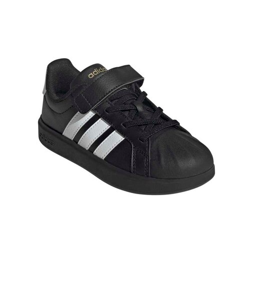 アディダス（adidas）ジュニアスニーカー スポーツシューズ ストリートトーク EL ブラック ホワイト OPK37-JS5055 スポーツ カジュアル シ…