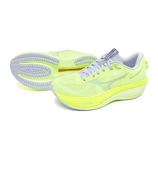 ミズノ(MIZUNO)ランニングシューズ ジョギングシューズ ウエーブライダー 30 イエロー ブルー J1GW262078 スポーツシューズ