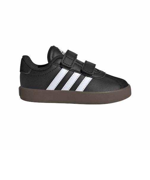 アディダス（adidas）ジュニア スポーツシューズ VLコート 3.0 スケートボーディング キッズ ブラック ホワイト NJX08-ID9156  ベルト…