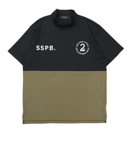 ゴルフウェア 接触冷感 ビッグ半袖モックネック 242223-BLK