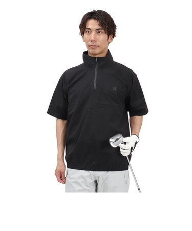 ハーレー（HURLEY）ゴルフウェア アウター 撥水 防風 ファントム レイン 半袖 プルオーバー MGRN251099-BLK