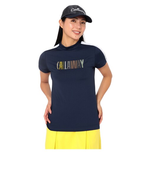 キャロウェイ（CALLAWAY）ゴルフウェア 半袖モックネックシャツラインストーン付 C26134209-1120
