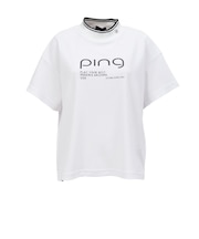 ピン（PING）ゴルフウェア モックネック 変形 カノコ 半袖ハイネックカットソー 622-6167300-030
