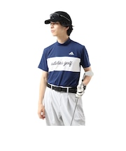 アディダス(adidas)ゴルフウェア 接触冷感 モックネック 半袖 メンズ カラーブロック シャツ OGH94-KM0877 NVY