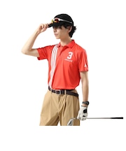 アディダス(adidas)ゴルフウェア 接触冷感 フロントストライプス 半袖シャツ OGH91-KM2217 RED