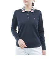 ゴルフウェア 針抜きジャガード 長袖ポロシャツ THLA658-NVY