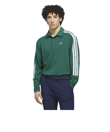 アディダス（adidas）ゴルフウェア スリーストライプス 長袖ポロシャツ ZQ310-KG9983 GRN