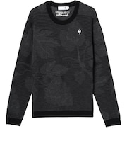 ルコックスポルティフ(lecoqsportif)ゴルフウェア リーフ柄ジャカード長袖クルーネックセーター LG6FST00M BK00