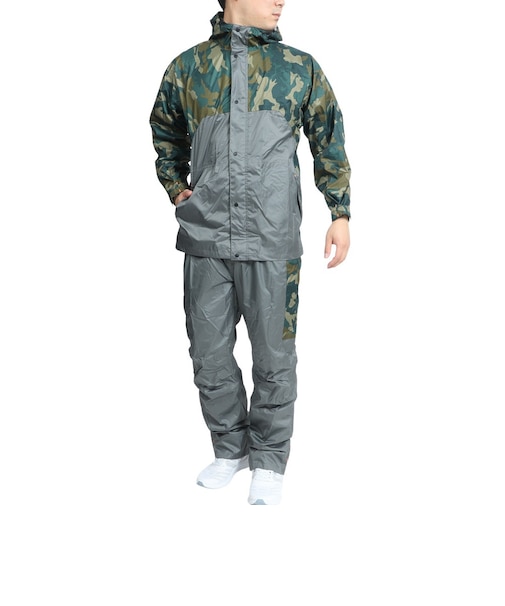 マック（Makku）レインウェア 上下セット 雨具 防水 透湿 軽量 クロスオーバーレインスーツ AS-8510 GR グレー