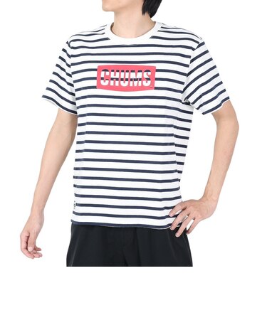 チャムス（CHUMS）Tシャツ 半袖 ロゴ CH01-2277-W075 ボーダー 綿100%