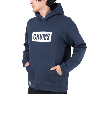 チャムス（CHUMS）スウェット パーカー チャムス ロゴ プルオーバー CH00-1418-N082 ネイビー×ホワイト 裏起毛 綿100