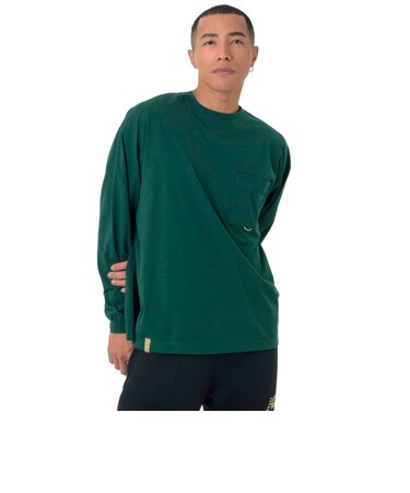 ニューバランス（new balance）長袖Tシャツ ラッシュガード MT1996 ロングTシャツ AMT45018 NWG グリーン 吸汗速乾 透けにくい