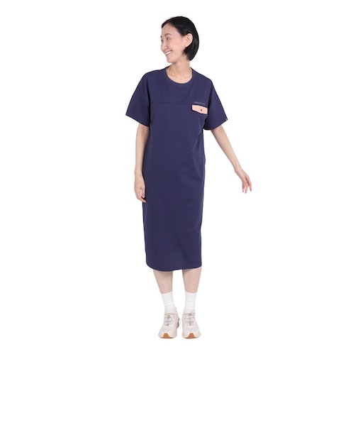 ホールアース（Whole Earth）速乾 ストレッチ トレッキングウェア ワンピース Tシャツドレス WE2RDZ24 NVY