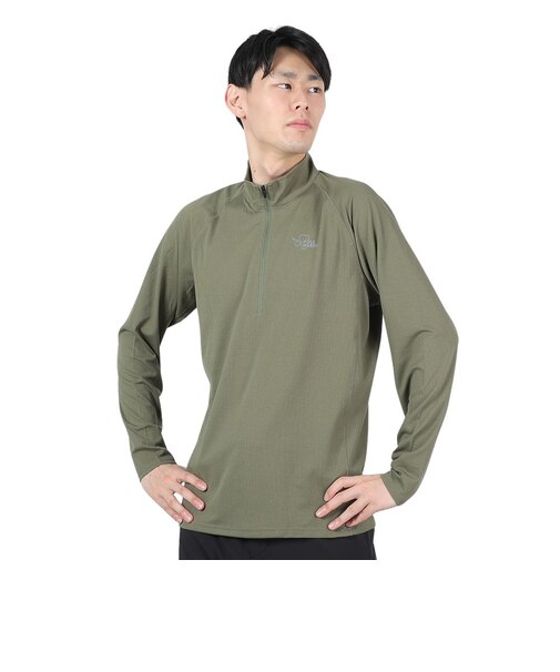 ポールワーズ（POLEWARDS）長袖Tシャツ ロンT DRY COMFORT ハーフジップTシャツ PW2RJB03 OLV オリーブ 吸汗速乾 ストレッチ