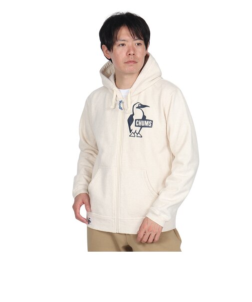 チャムス（CHUMS）スウェット パーカー ブービー ロゴ ジップパーカー CH00-1420-W095 オフホワイト 裏起毛 綿100