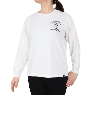 ホールアース（Whole Earth）ロンT G プリント長袖Tシャツ bear WE2SDZ36 WHT 速乾