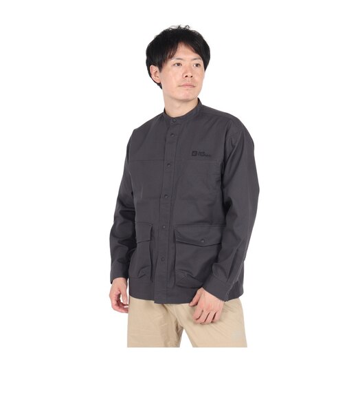 ジャックウルフスキン（JackWolfskin）コットニー ノーカラーシャツジャケット A63219-6350