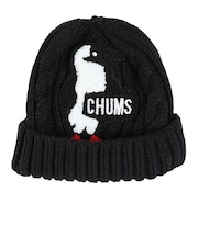 チャムス(CHUMS)ニット帽 ニットキャップ ブービーニットワッチ CH25-1065-K001 ブラック ケーブル編み ブービーロゴ ちくちくが少ない