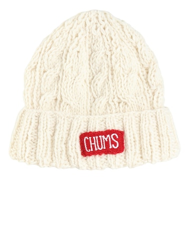 チャムス（CHUMS）ニット帽 ニットキャップ ネパールニットワッチ CH05-1397-W004 ホワイト ウール100％ ケーブル編み