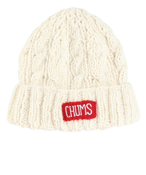 チャムス（CHUMS）ニット帽 ニットキャップ ネパールニットワッチ CH05-1397-W004 ホワイト ウール100％ ケーブル編み