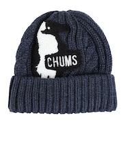 チャムス(CHUMS)ニット帽 ニットキャップ ブービーニットワッチ CH25-1065-N001 ネイビー ケーブル編み ブービーロゴ ちくちくが少ない