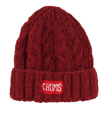 チャムス（CHUMS）ニット帽 ニットキャップ ネパールニットワッチ CH05-1397-R026 エンジ ウール100％ ケーブル編み