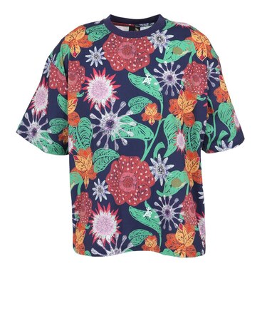ゴースローキャラバン（GOSLOWCARAVAN）半袖Tシャツ ストレッチサッカー 総柄プリントTシャツ 346124 NVY ネイビー 速乾
