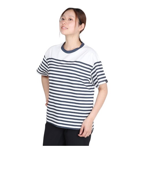 ホールアース（Whole Earth）ボーダー 半袖Tシャツ WE2TDZ56 WHT 速乾