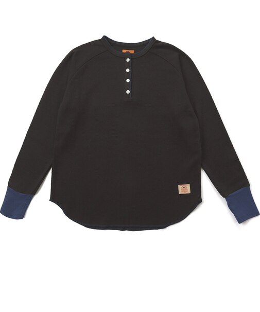 クリフメイヤー（KRIFF MAYER）ハニカムワッフルバイカラーロンT W2517831:17:CHARCOAL