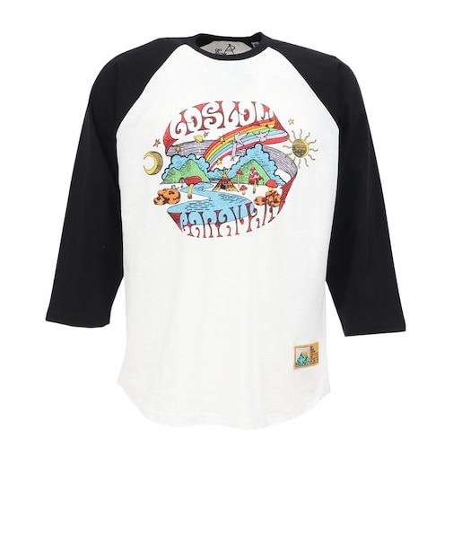 ゴースローキャラバン（GOSLOWCARAVAN）USAコットン gscWORLD 8分袖 ベースボール Tシャツ 361906 BLK