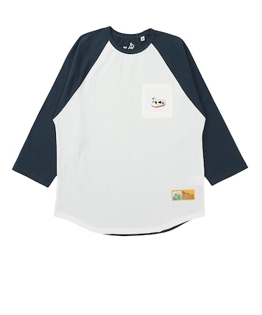 ゴースローキャラバン（GOSLOWCARAVAN）USAコットン 色々刺繍 8分袖 ベースボール Tシャツ スワンボート 361905 NAV