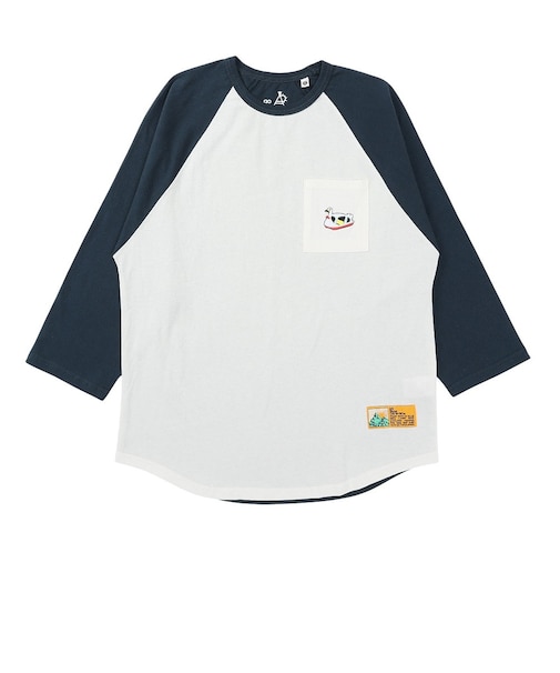 ゴースローキャラバン（GOSLOWCARAVAN）USAコットン 色々刺繍 8分袖 ベースボール Tシャツ スワンボート 361905 NAV