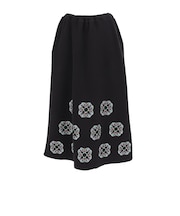 ゴースローキャラバン(GOSLOWCARAVAN)ダンボールニット ペイズリー 刺しゅうスカート 360203 BLK